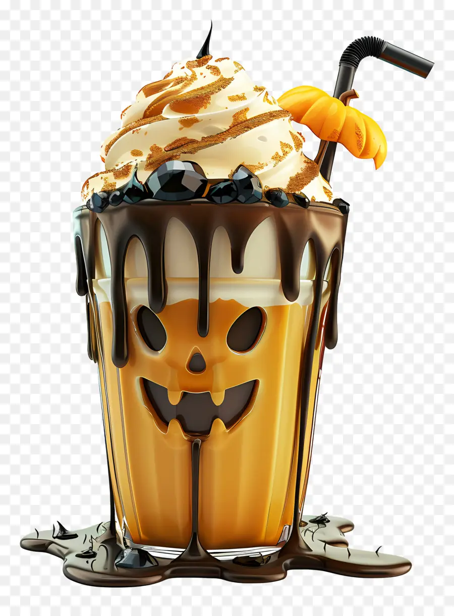 Susu Kocok Halloween，Labu Kuning PNG