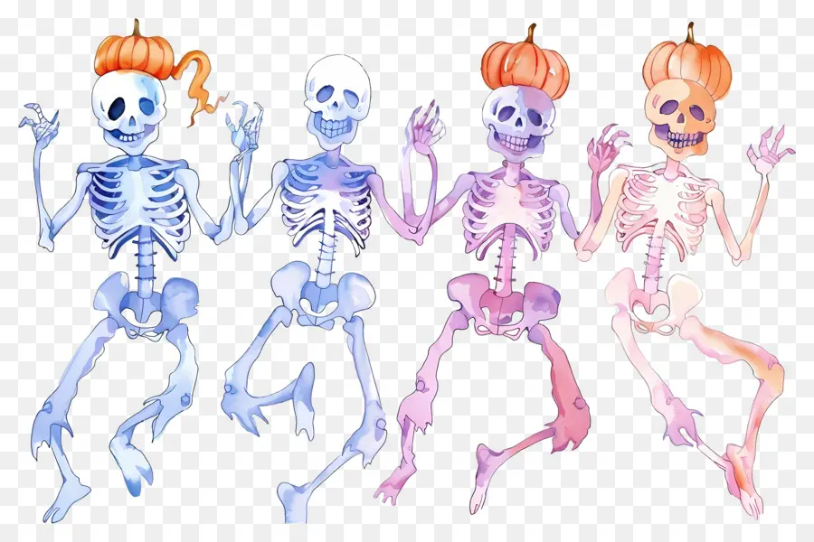 Tengkorak Halloween，Kerangka Menari PNG