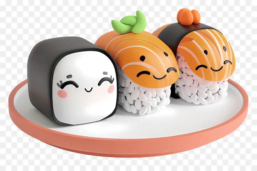 Kartun Sushi，Trio Sushi PNG