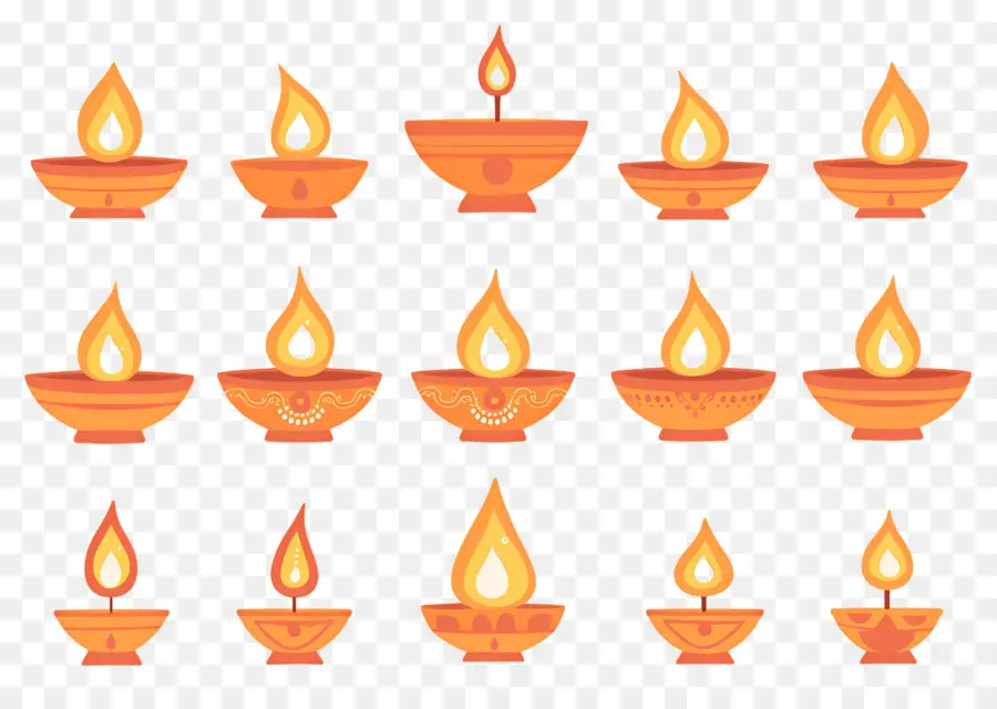 Lilin Diwali，Oranye Diya PNG