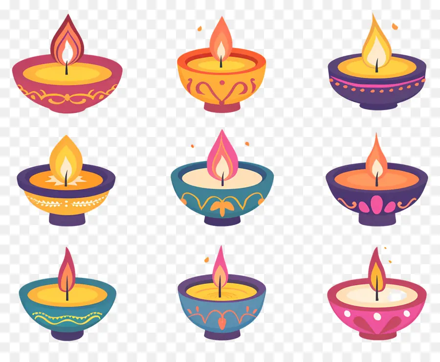 Lilin Diwali，Pastel Diya PNG