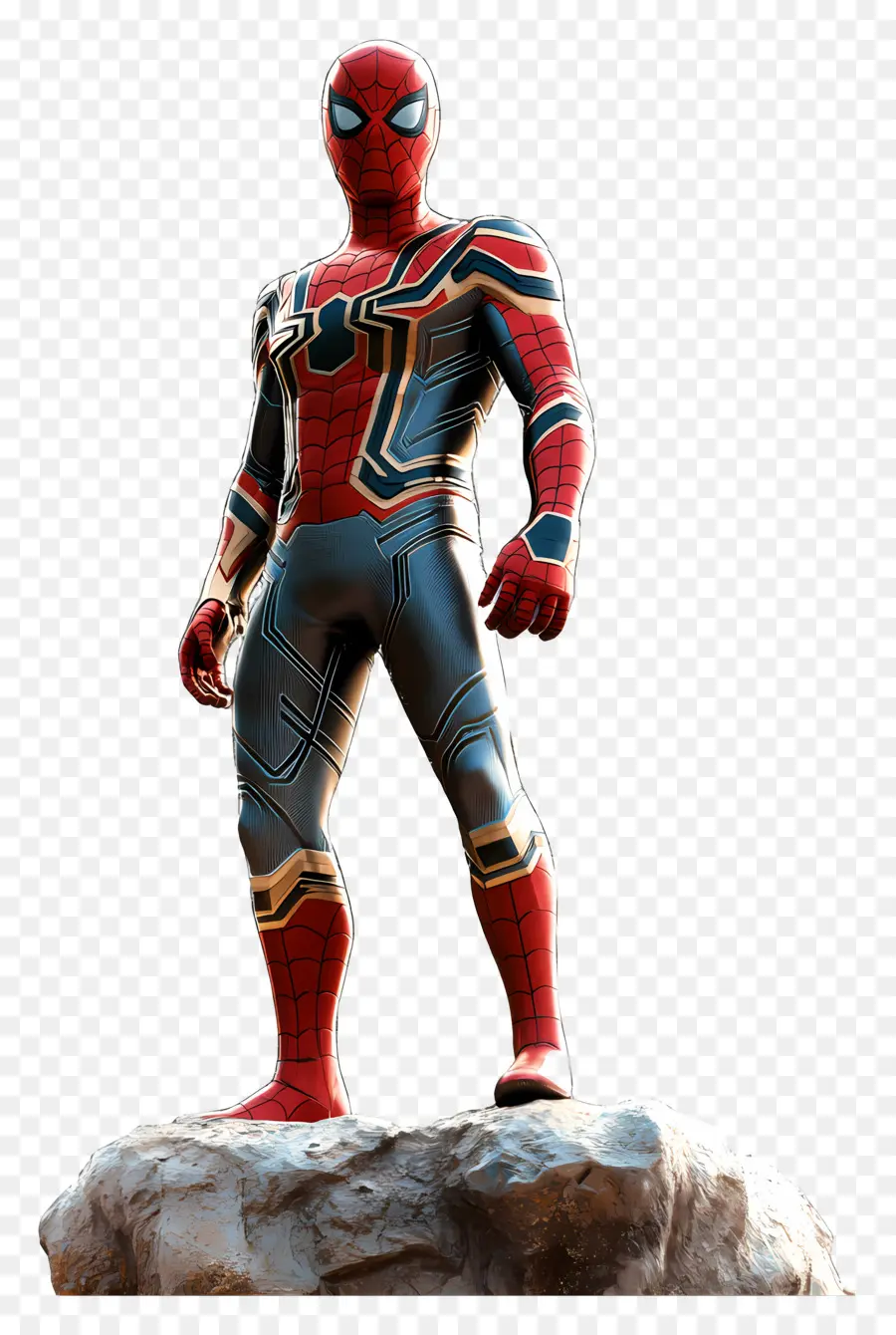 Spider Man Berdiri，Spider Man Di Atas Batu PNG