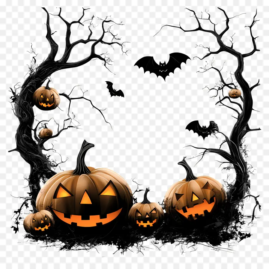 Bingkai Halloween，Bingkai Labu PNG