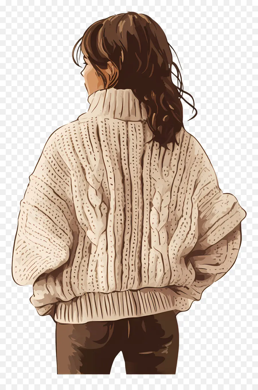 Sweater Tebal，Wanita Dengan Sweater PNG