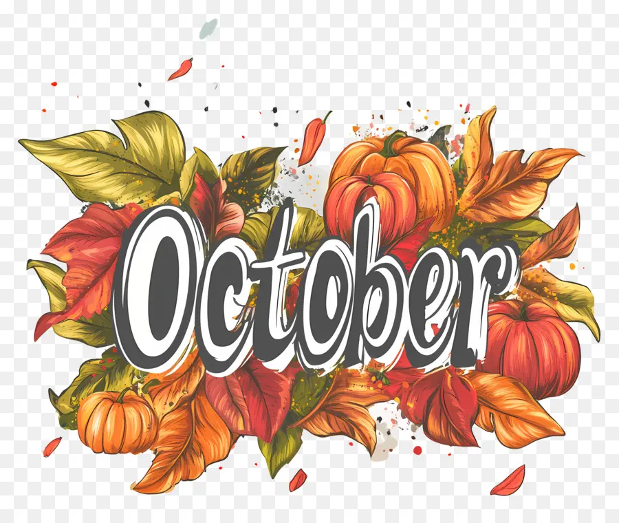 Oktober，Bulan Oktober Yang Penuh Warna PNG