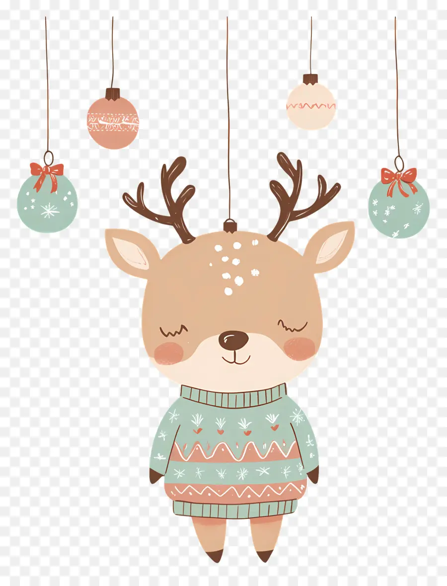 Rusa Natal，Rusa Tidur Dengan Sweater PNG