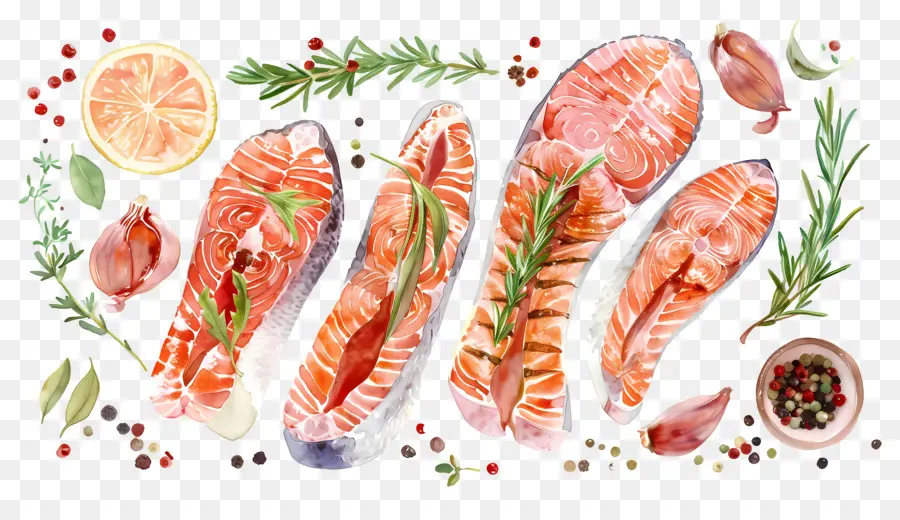 Steak Salmon，Rosemary PNG