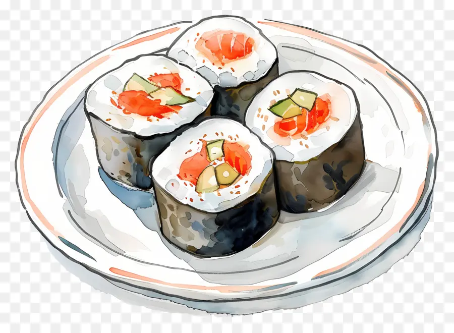 Sushi Gulung，Potongan Sushi PNG