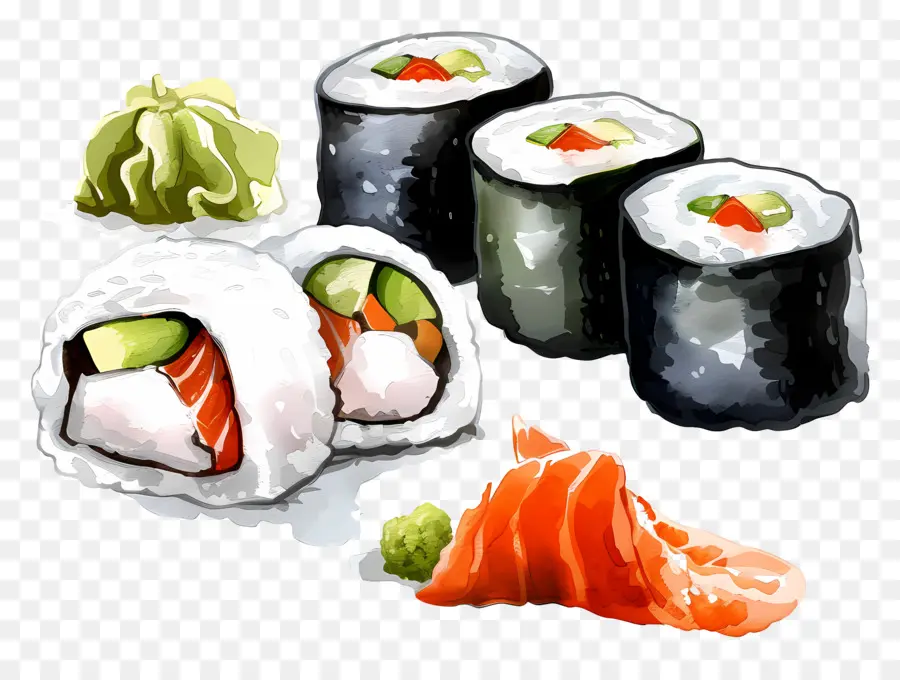 Sushi Gulung，Potongan Sushi PNG