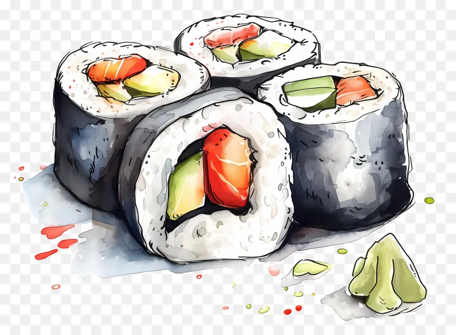 Sushi Gulung，Potongan Sushi PNG