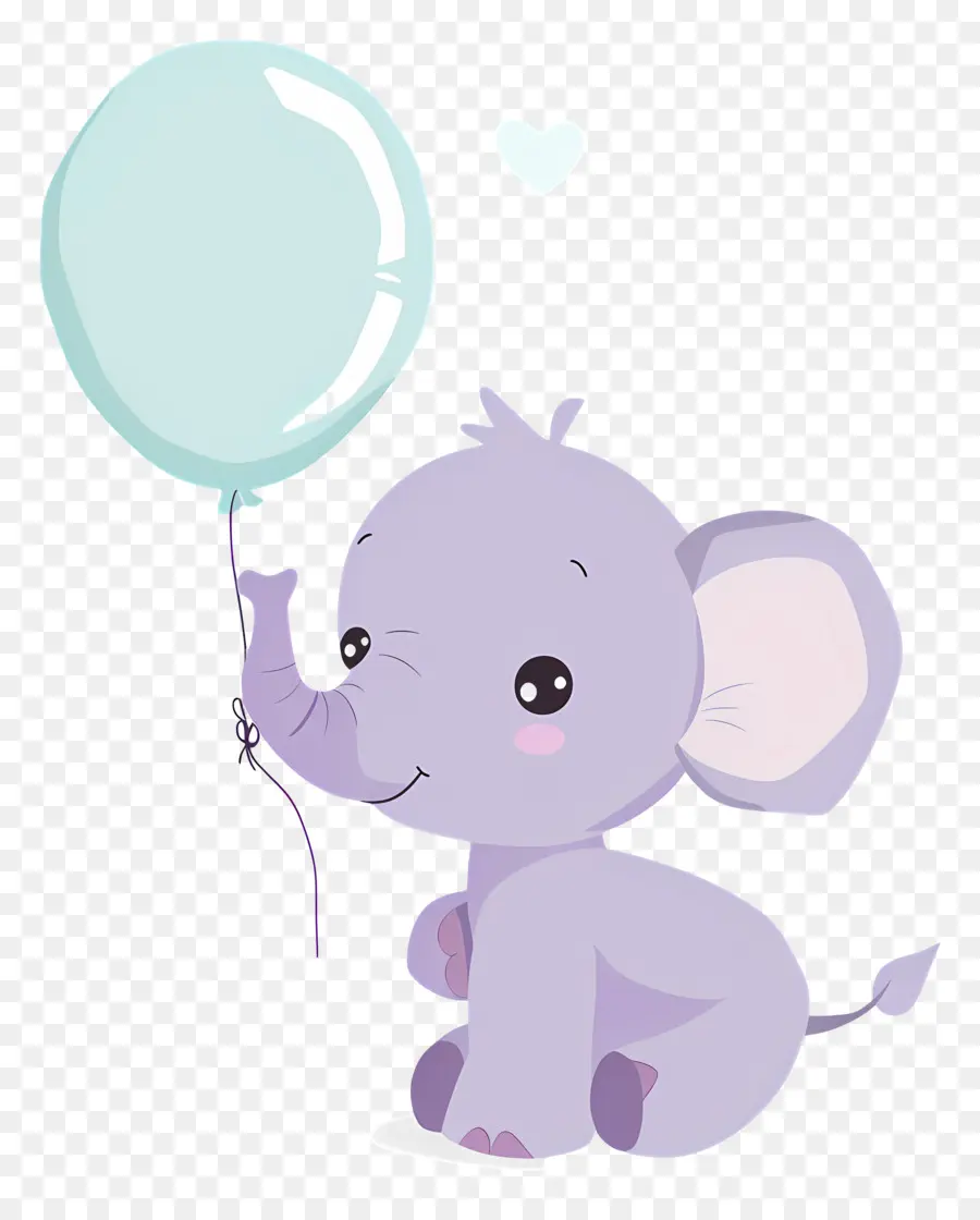 Bayi Gajah，Gajah Ungu Dengan Balon Biru PNG