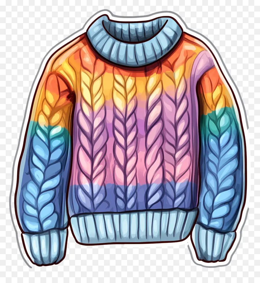 Sweater Tebal，Sweater Pelangi PNG