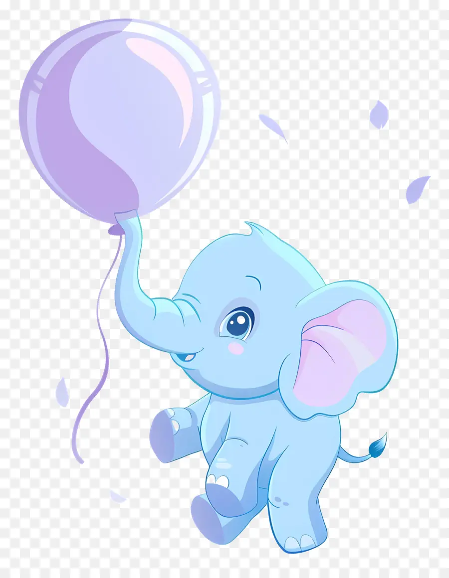 Bayi Gajah，Gajah Biru Dengan Balon Ungu PNG