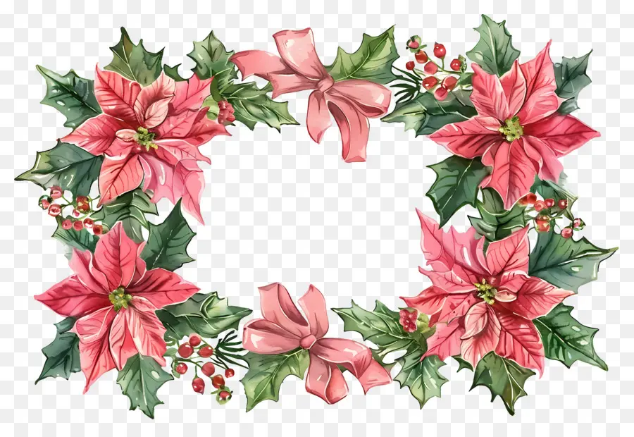 Bingkai Natal，Bingkai Poinsettia PNG