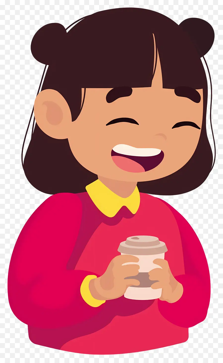 Minum Kopi，Anak Tertawa Dengan Cangkir PNG