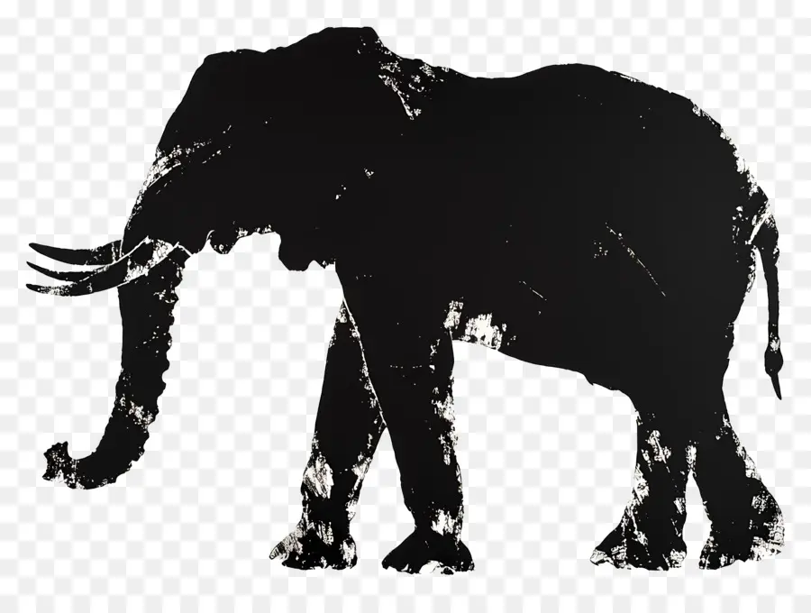 Siluet Gajah，Gajah Grunge PNG