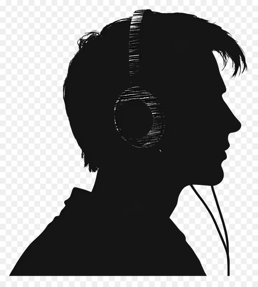 Siluet Kepala Manusia，Siluet Dengan Headphone PNG