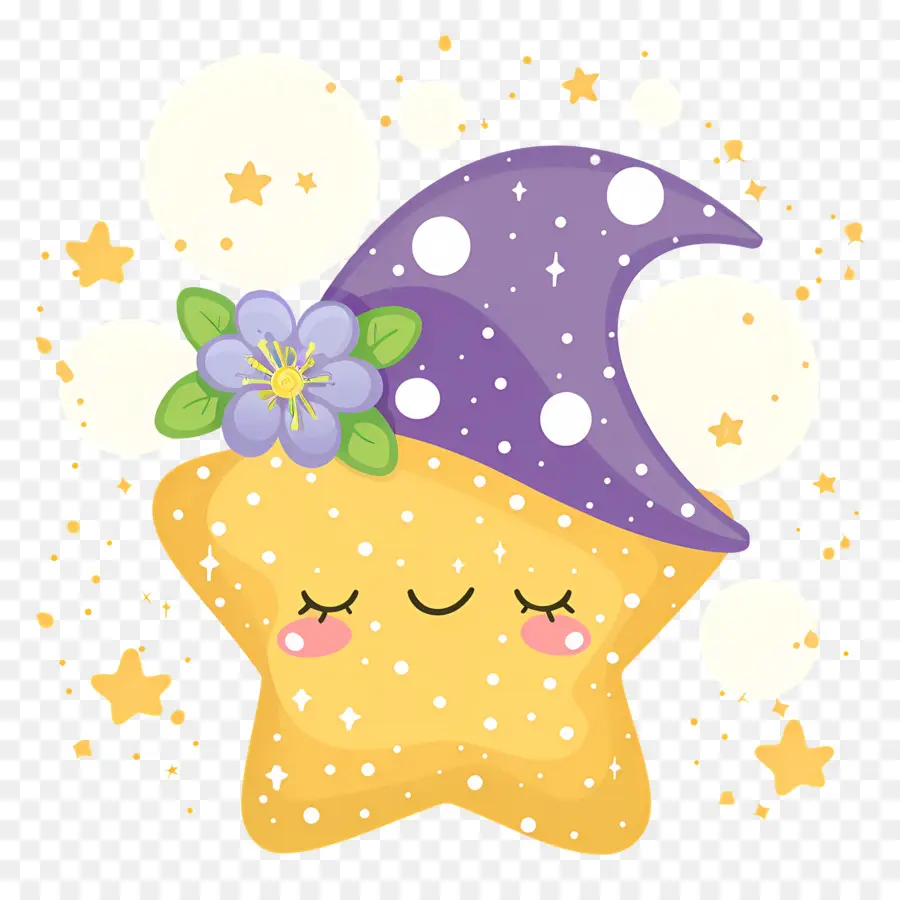 Bintang Kawaii，Bintang Kuning Dengan Topi PNG