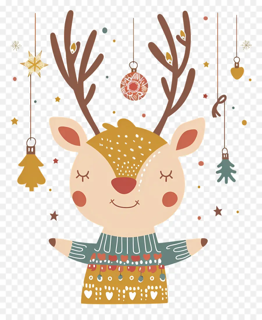 Rusa Natal，Selamat Rusa Kutub Dengan Sweater PNG