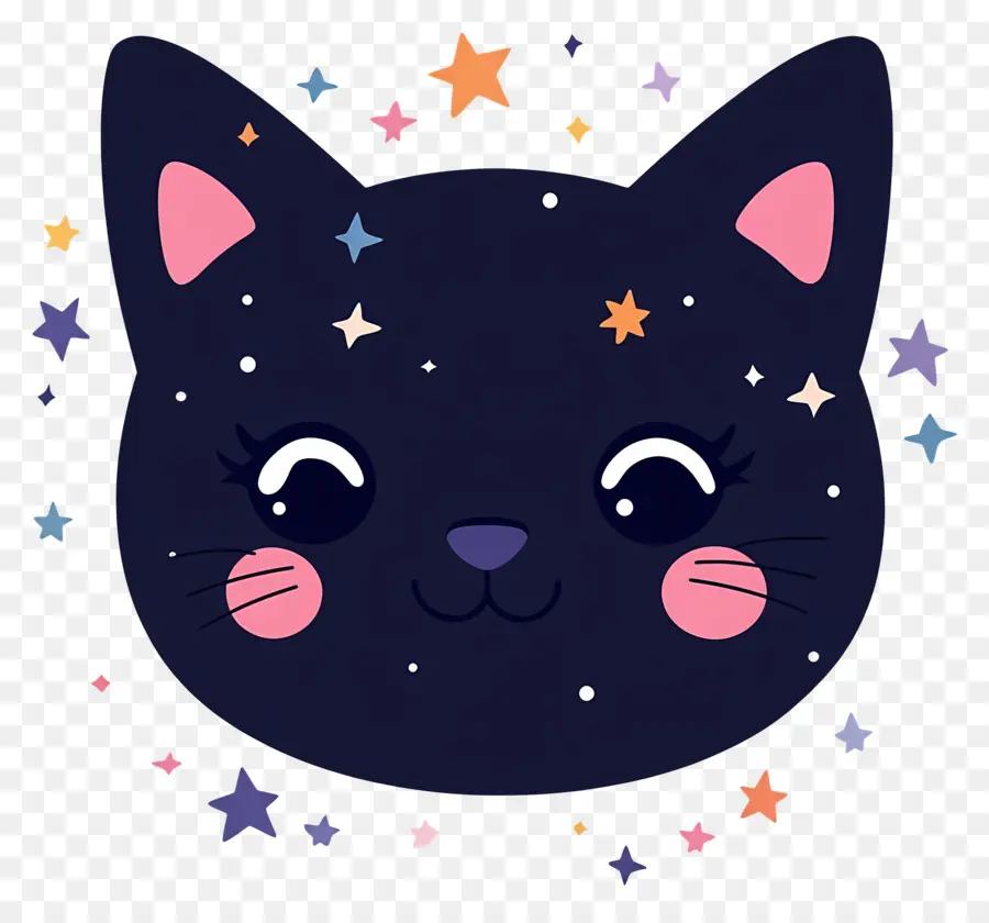 Kucing Kawaii，Wajah Kucing Hitam PNG