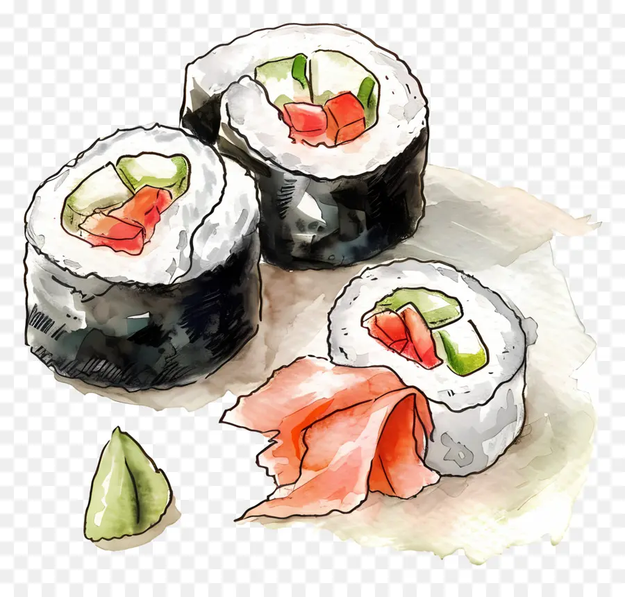 Sushi Gulung，Potongan Sushi PNG