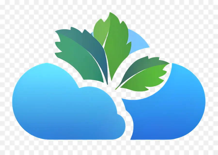 Logo Awan，Awan Dengan Daun Hijau PNG