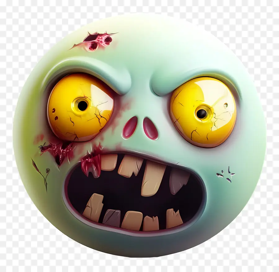 Emoji Hallowen，Wajah Zombi Hijau PNG