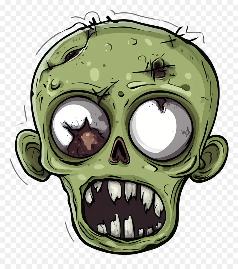 Emoji Hallowen，Kepala Zombi PNG