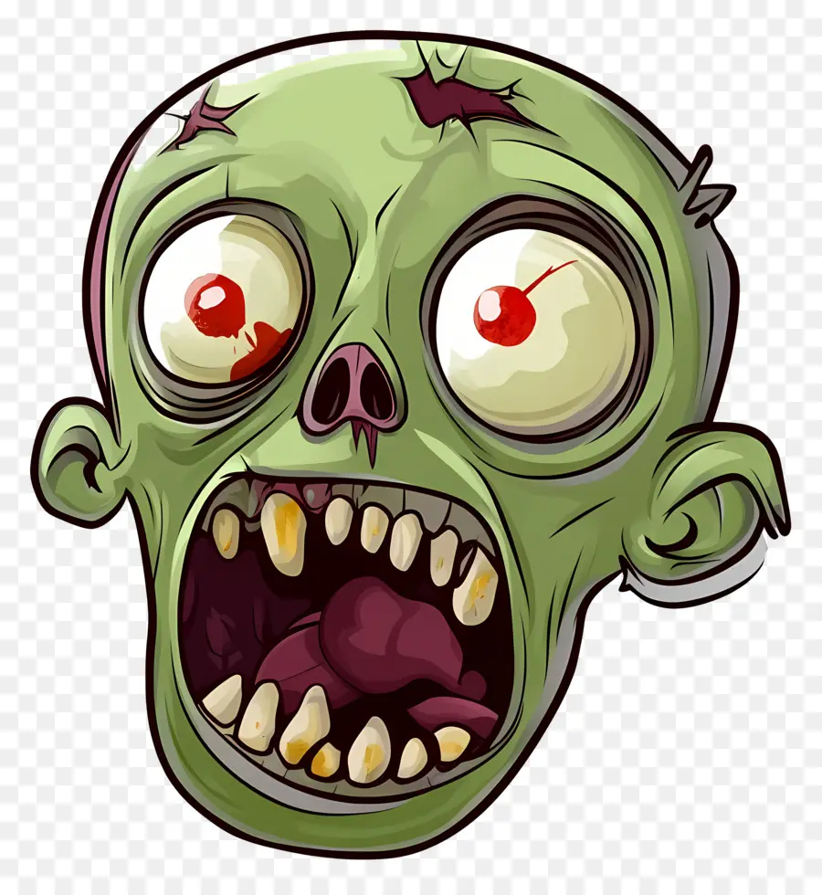 Emoji Hallowen，Kepala Zombi PNG