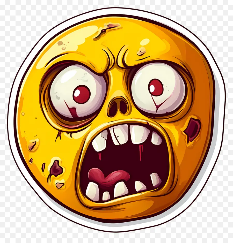 Emoji Hallowen，Wajah Zombi Oranye PNG