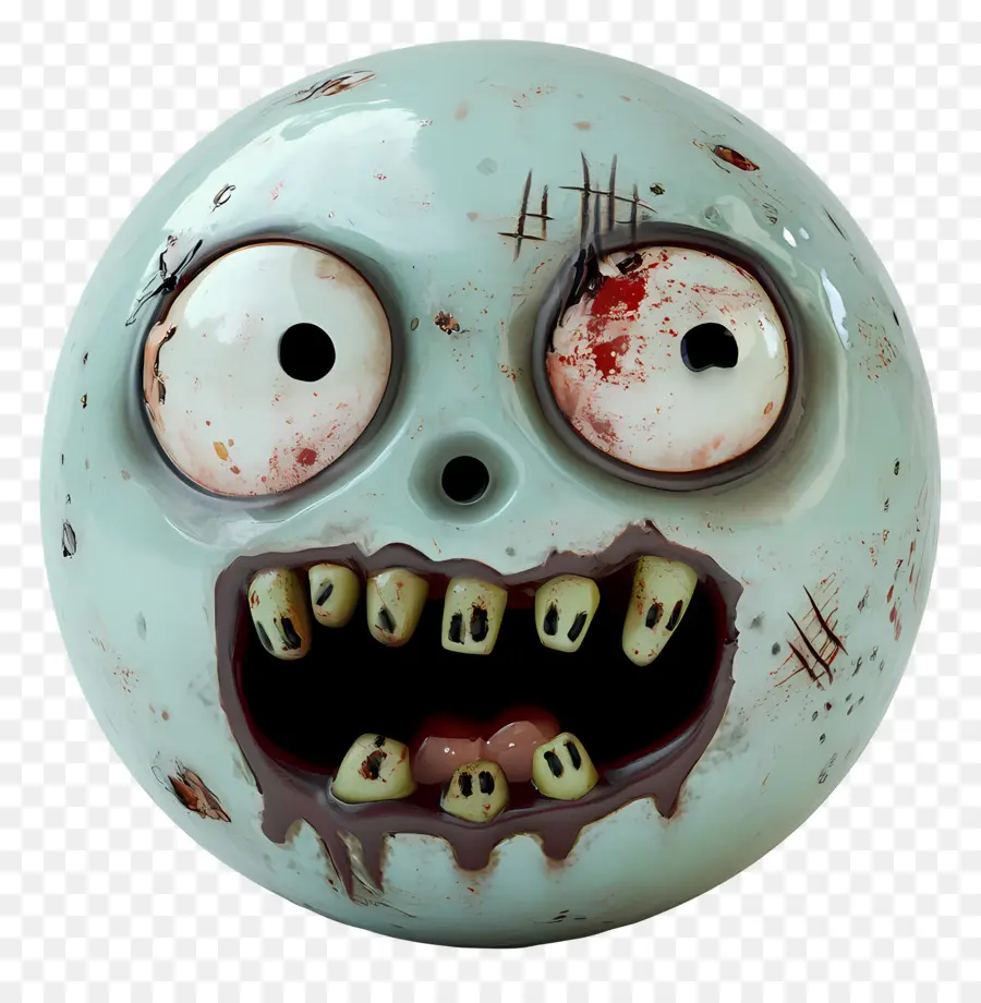 Emoji Hallowen，Wajah Zombi Biru PNG