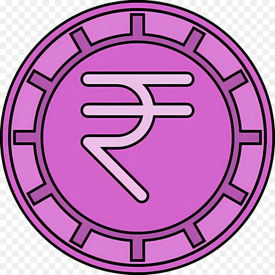 Rupee India，Simbol Rupee Pada Koin Merah Muda PNG