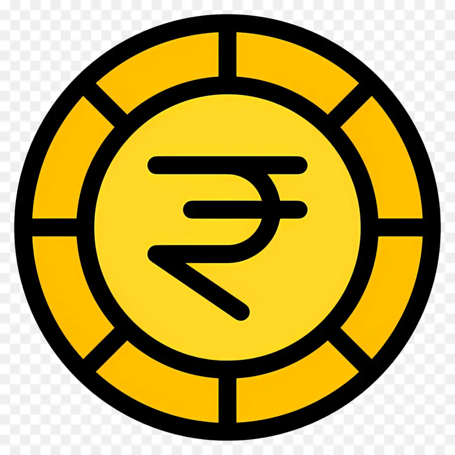 Rupee India，Simbol Rupee Pada Koin Kuning PNG