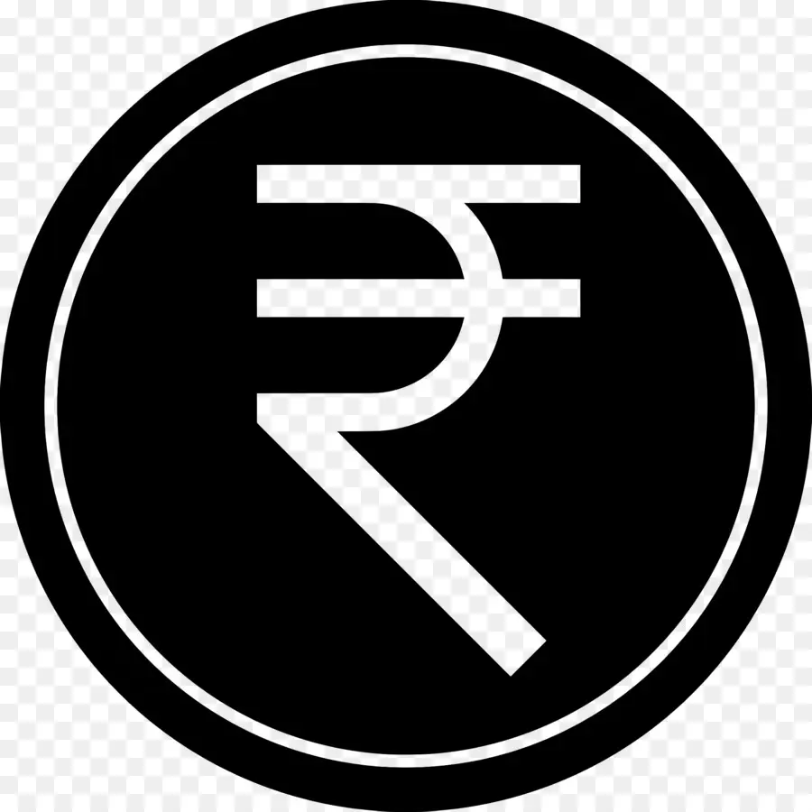 Rupee India，Simbol Rupee Dalam Lingkaran Hitam PNG