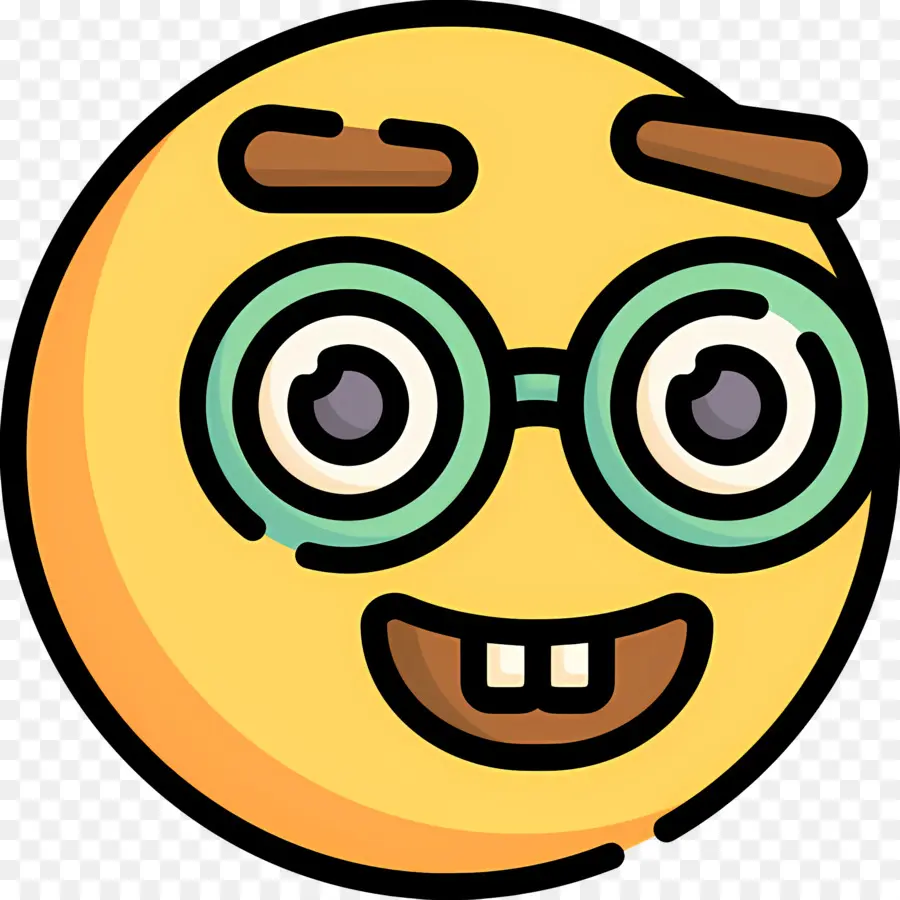 Emoji Kutu Buku，Emoji Kuning Dengan Kacamata PNG