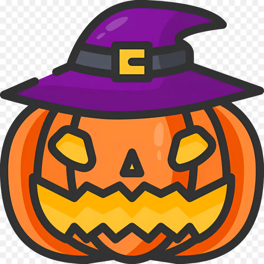 Labu Halloween，Labu Dengan Topi Penyihir PNG