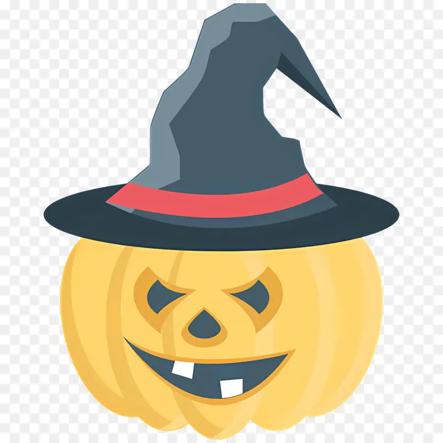 Labu Halloween Yang Menakutkan，Labu Dengan Topi Penyihir PNG