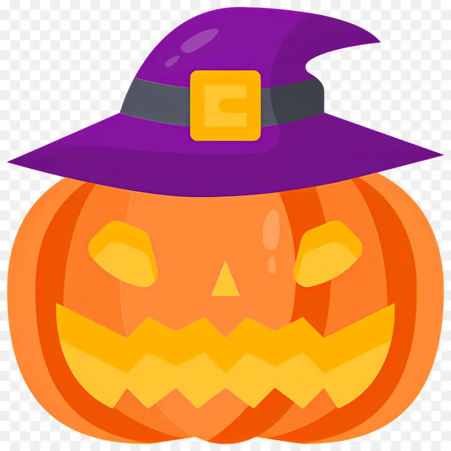 Labu Halloween，Labu Dengan Topi Penyihir PNG