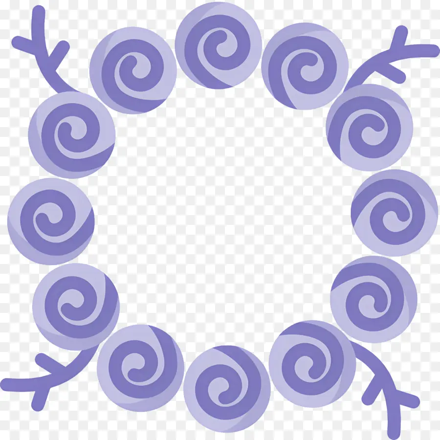 Dekorasi Bunga，Bingkai Spiral Ungu PNG