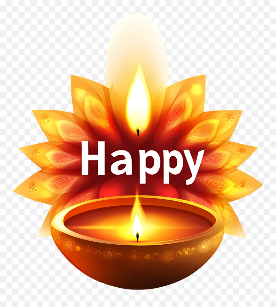 Selamat Diwali，Diya Dengan Api PNG