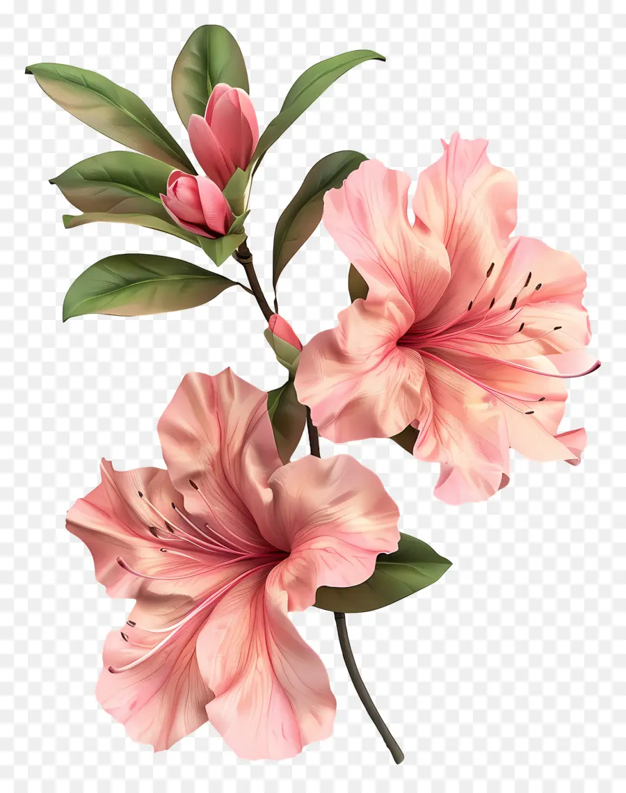 Bunga Azalea 3d，Bunga Merah Muda PNG