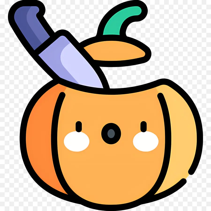 Labu Halloween，Labu Dengan Pisau PNG