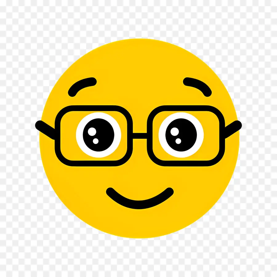 Emoji Kutu Buku，Wajah Kuning Dengan Kacamata PNG