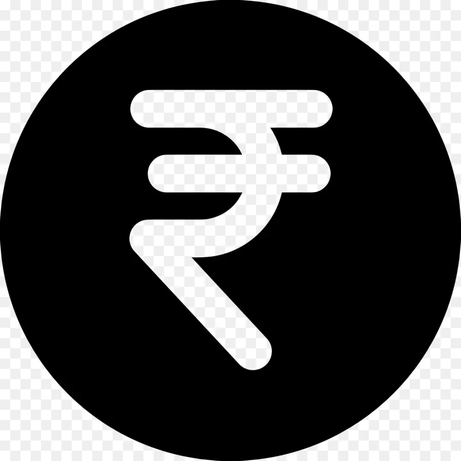 Rupee India，Simbol Rupee Dalam Lingkaran Hitam PNG