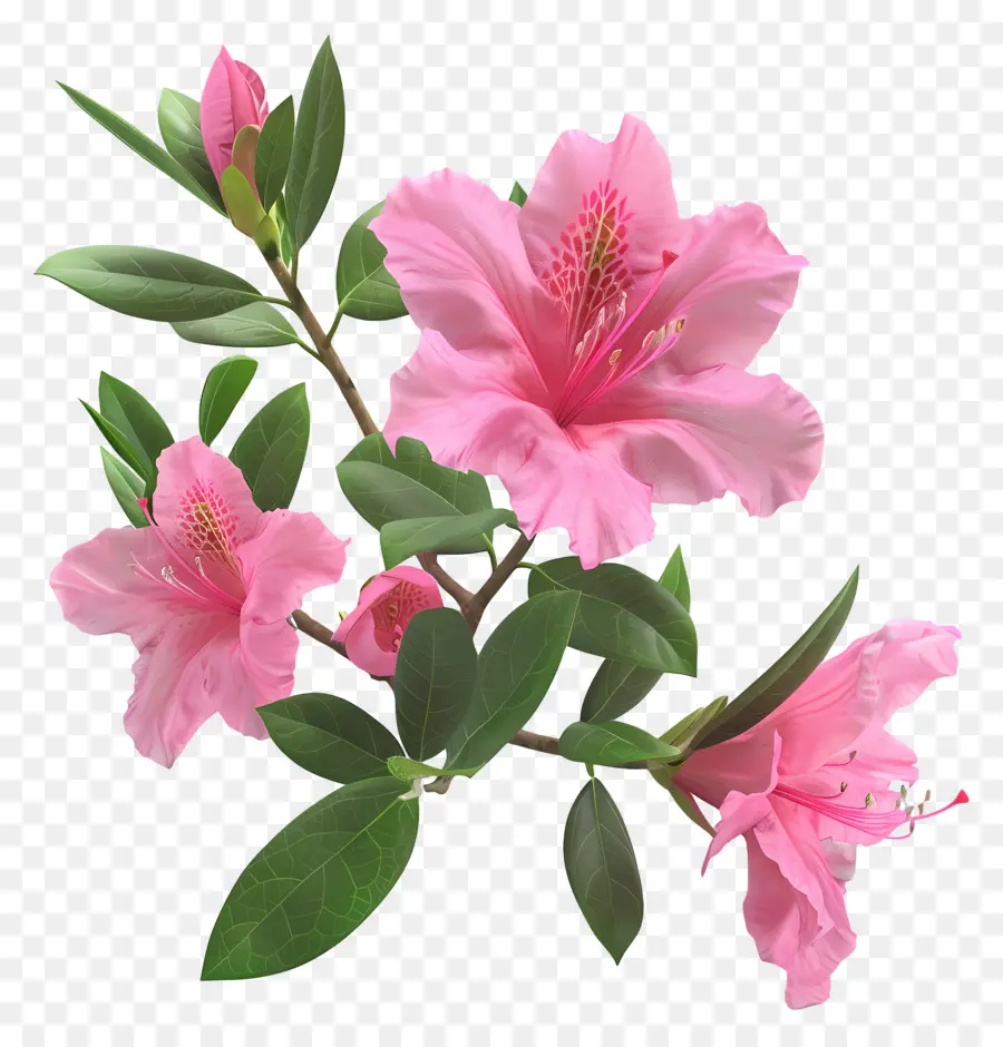 Bunga Azalea 3d，Bunga Merah Muda PNG