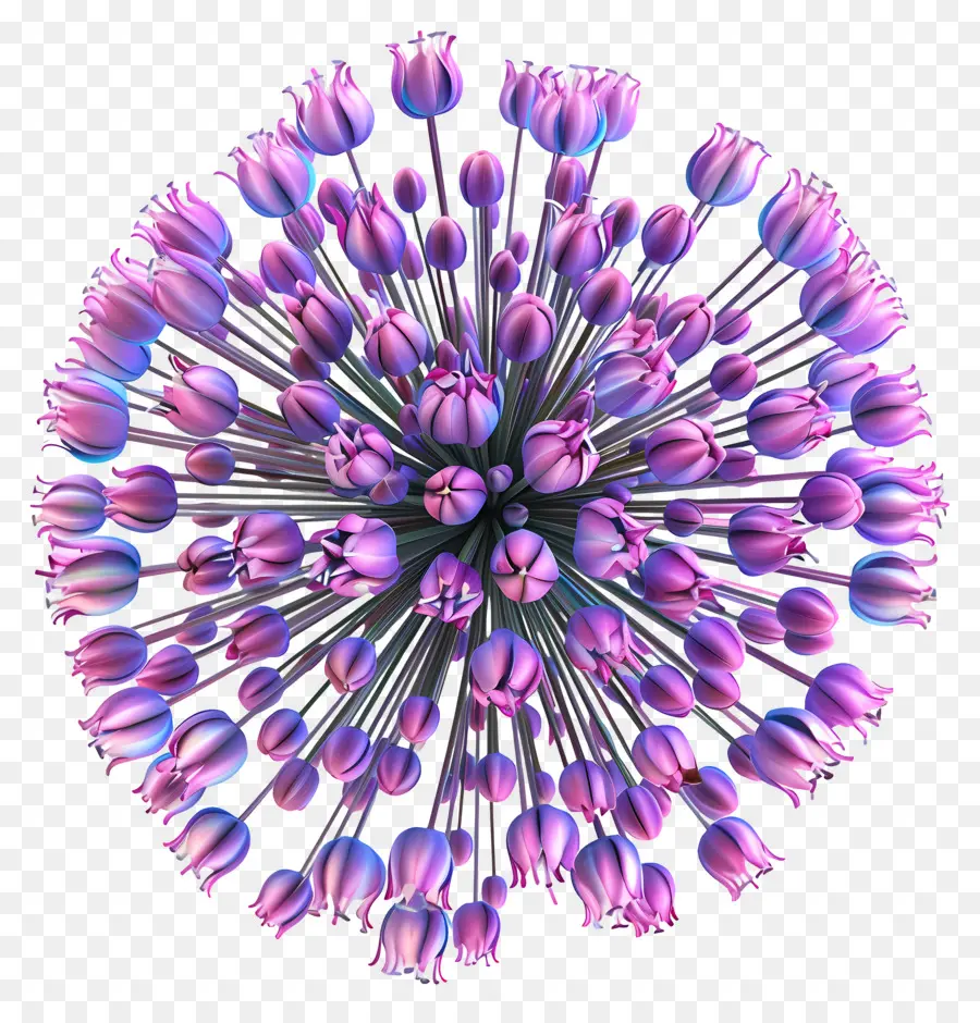 Bunga Allium 3d，Bunga Ungu PNG