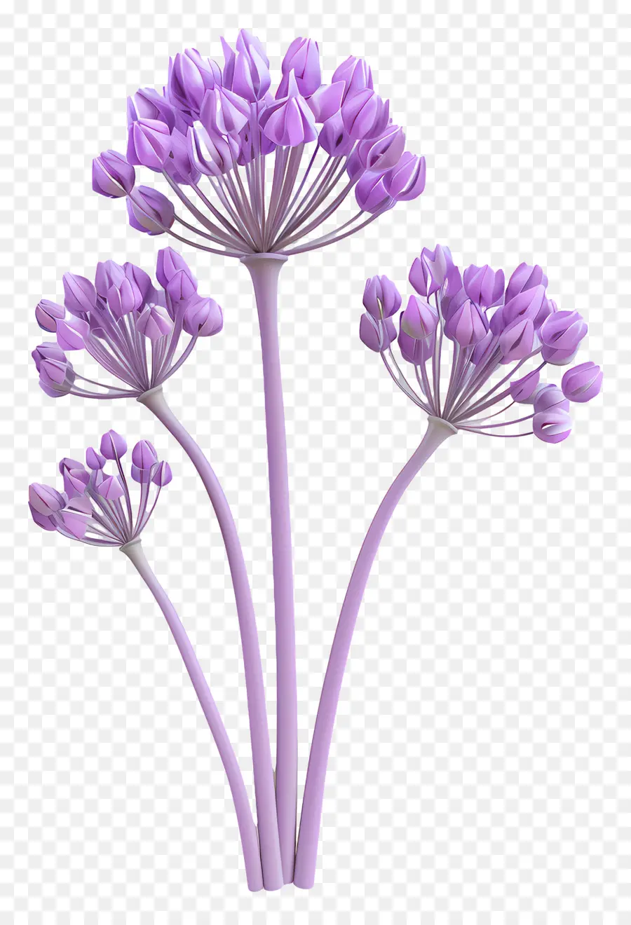 Bunga Allium 3d，Bunga Ungu PNG