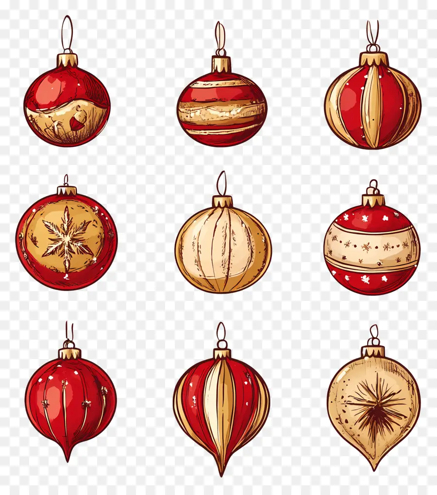 Bola Natal，Ornamen Merah PNG