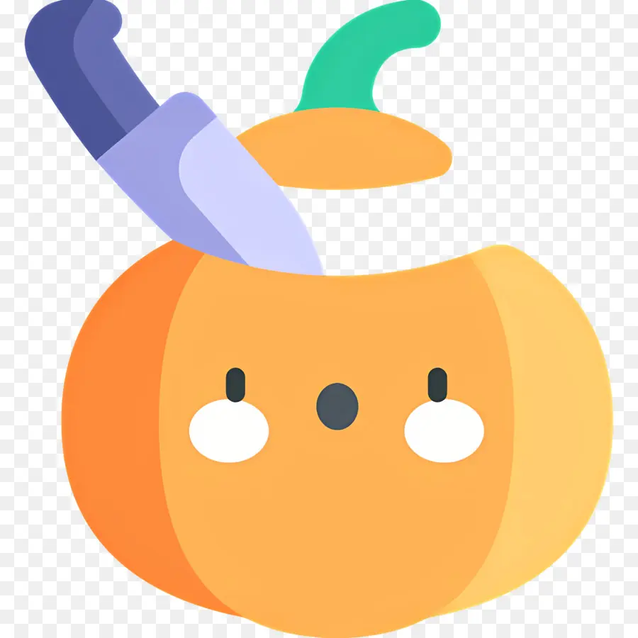 Labu Halloween，Labu Dengan Pisau PNG