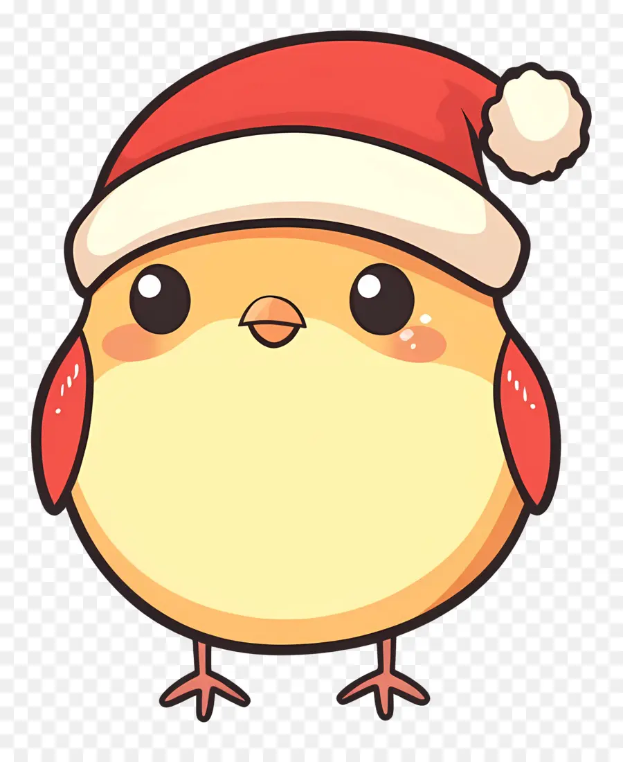 Burung Natal，Burung Kartun Dengan Topi Santa PNG